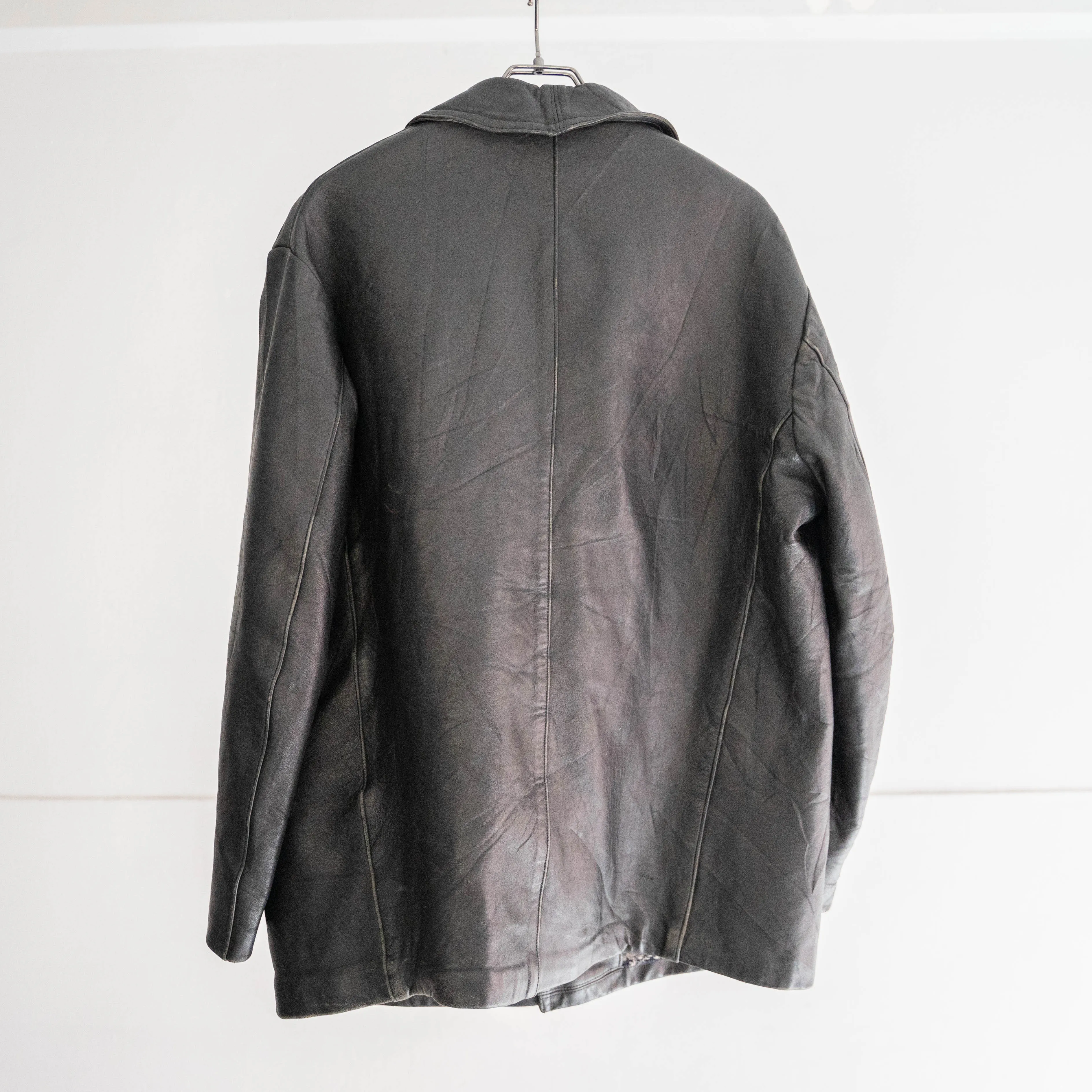 around 1960s France black color leather jacket -good condition-