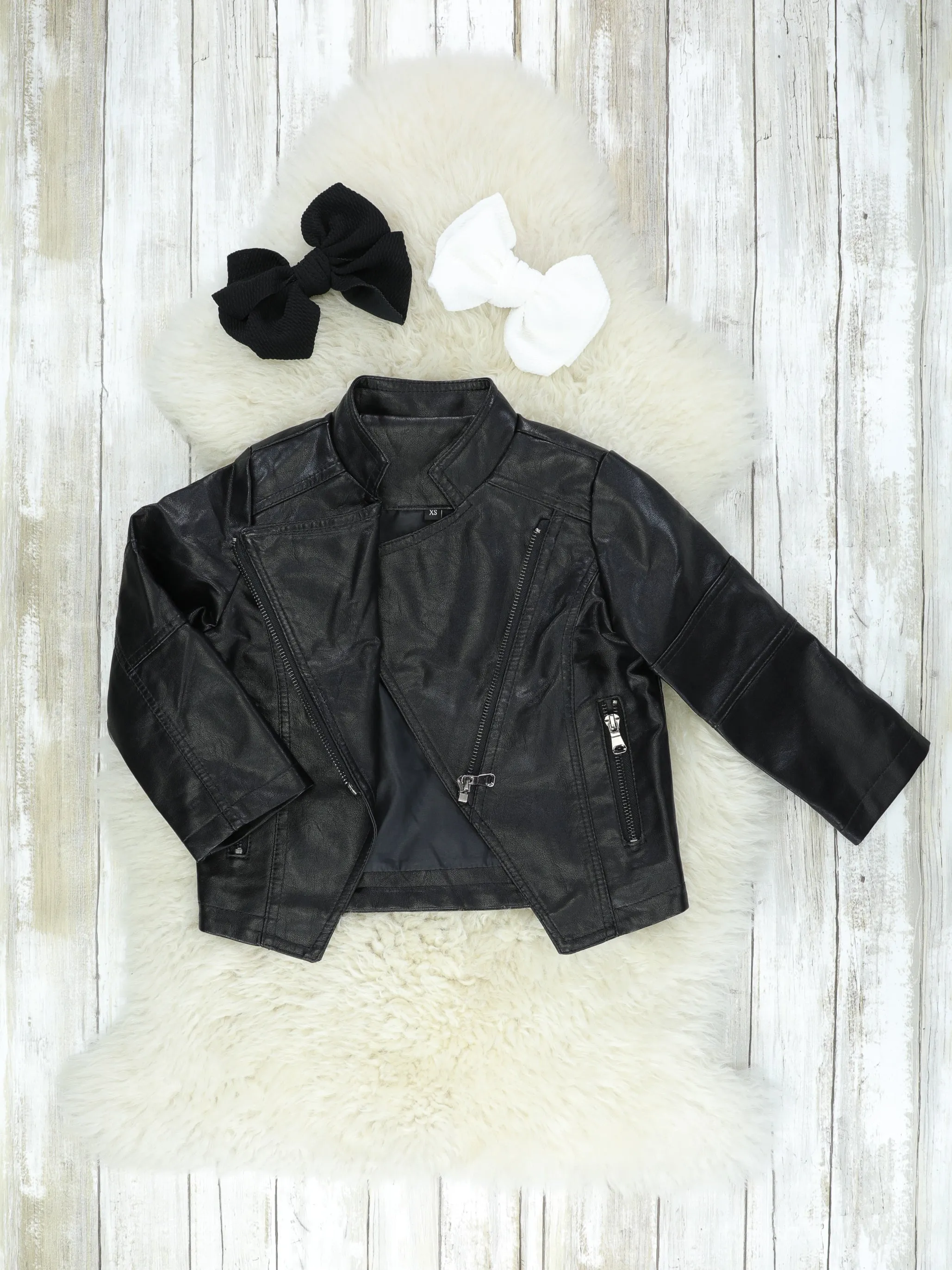 Black Faux Leather Motorcycle Jacket