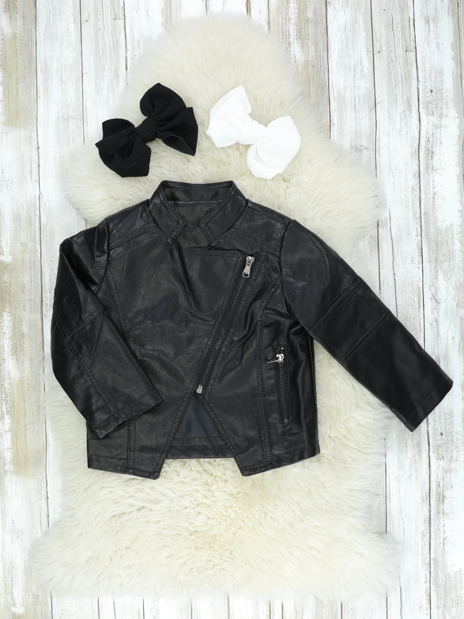Black Faux Leather Motorcycle Jacket