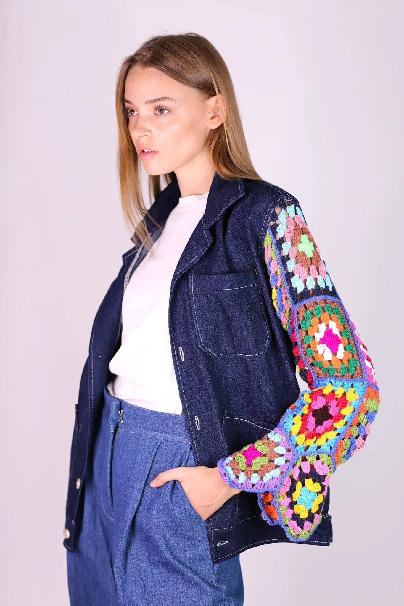 DENIM CROCHET JACKET VICKY