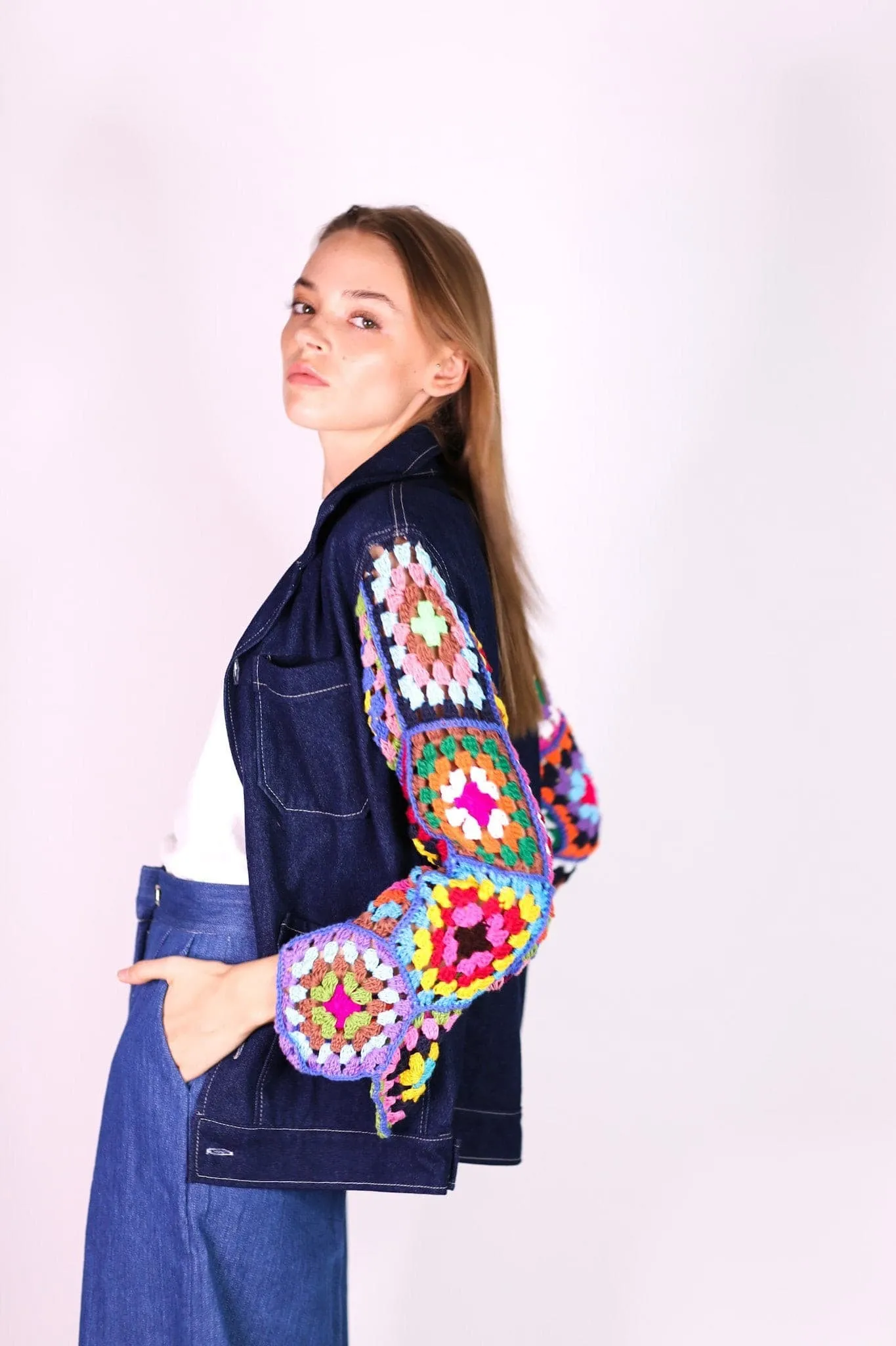 DENIM CROCHET JACKET VICKY