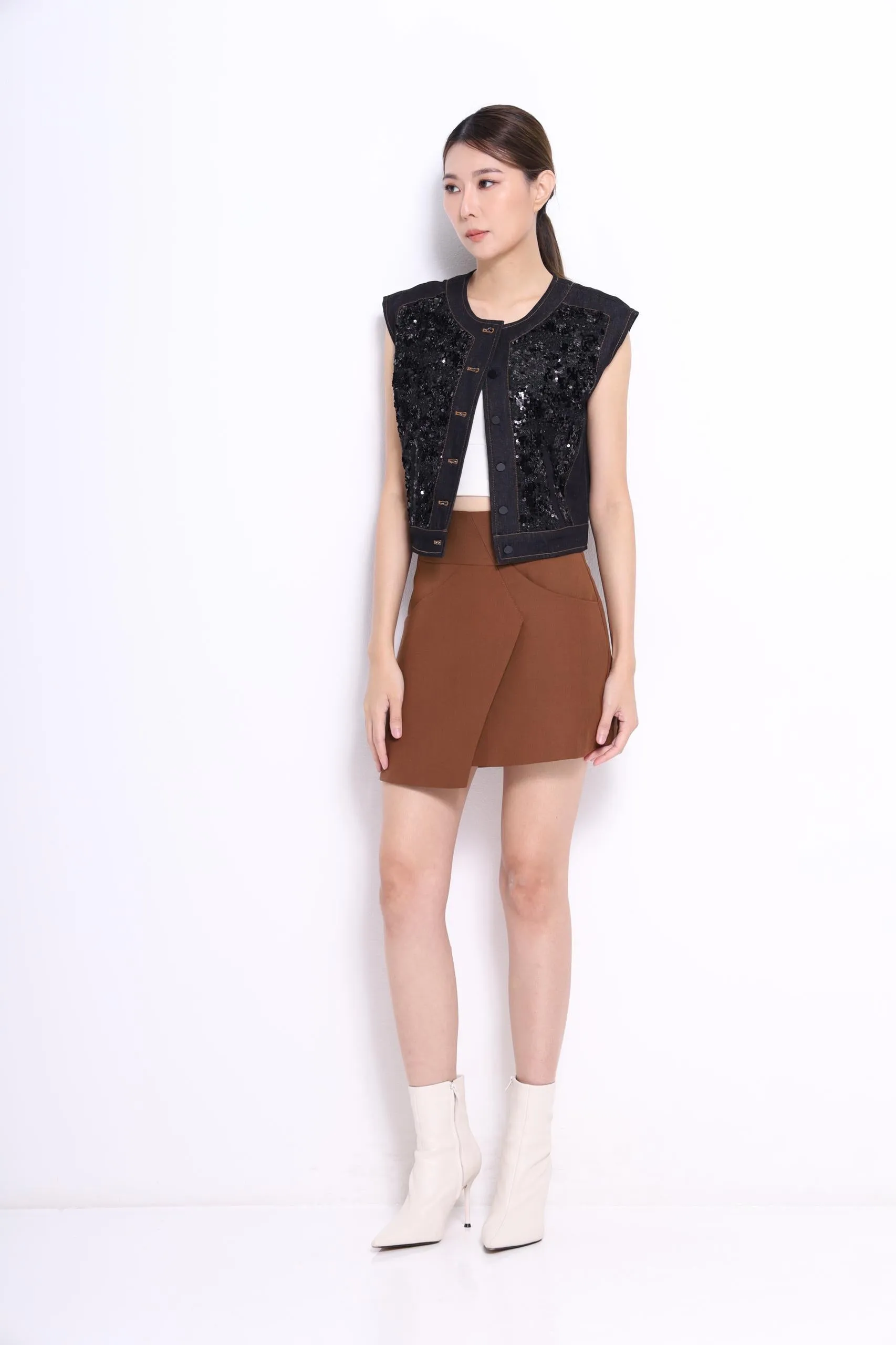 Kaia Sequins Denim Vest