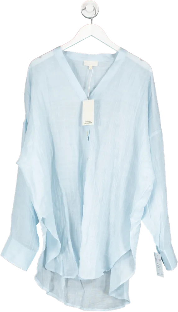 Monday Swimwear Blue Barcelona Tunic - Husk Crinkle Linen Size 2-8 UK XXS-XS