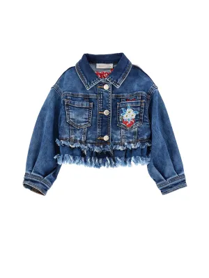 Monnalisa - Cherry Diamante Denim Jacket